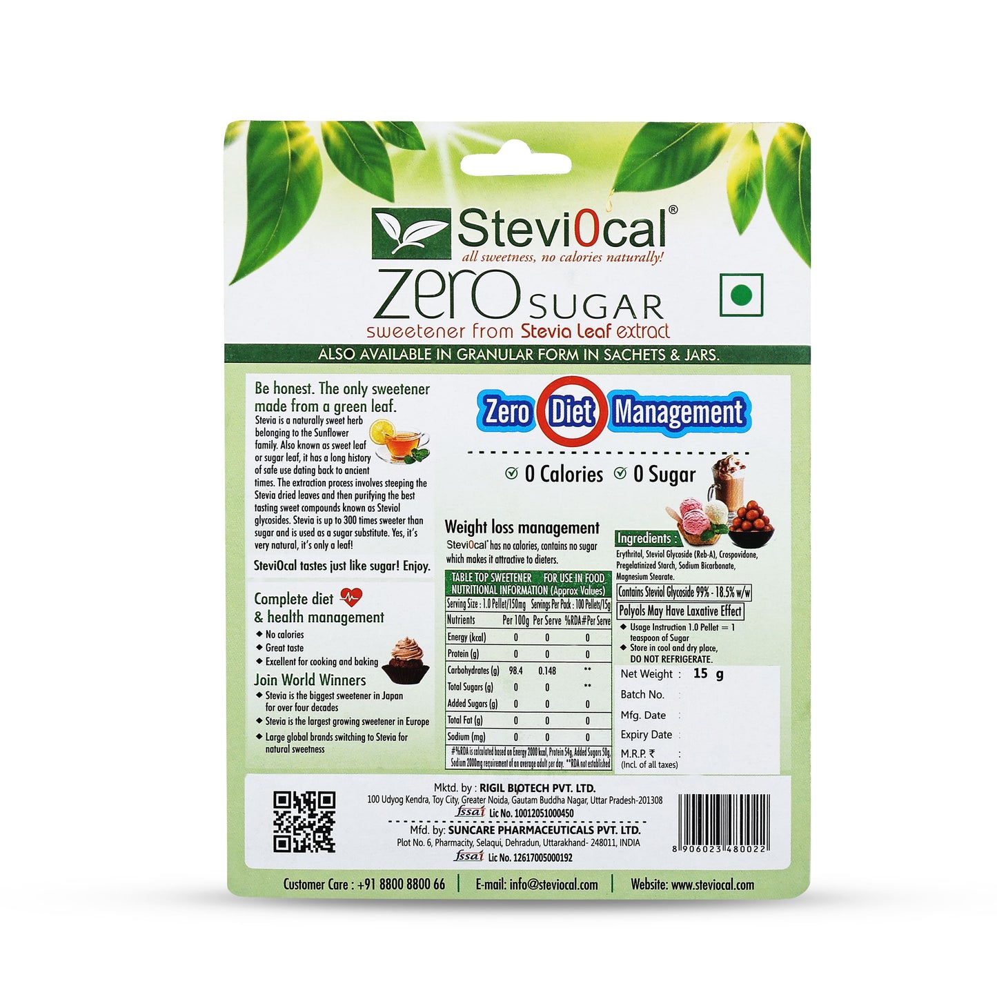 Stevi0cal Zero Calorie Sweetener Tablets | Natural Stevia Leaf Extract | Sugar-Free Sweetener