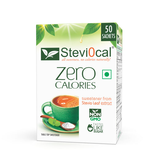 Stevi0cal Zero Calorie Sweetener Sachets - Natural Sugar Alternative | 50 Sachets